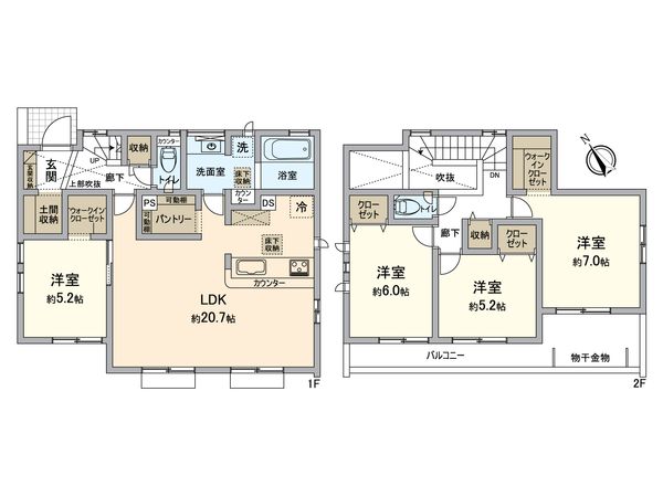 長沼原町 新築戸建 間取図(平面図) 長沼原町 新築戸建 間取図(平面図)