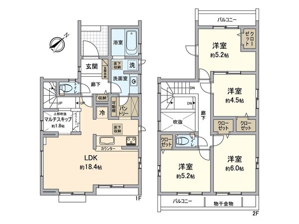 長沼町新築戸建 2号棟 間取図(平面図)