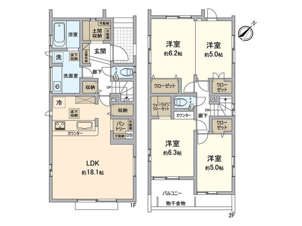 宮野木町新築戸建 2号棟 間取図(平面図)