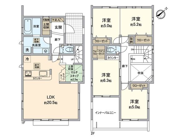 宮野木町新築戸建 1号棟 間取図(平面図)