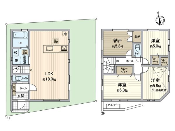 小中台町新築戸建 2号棟 間取図(平面図)