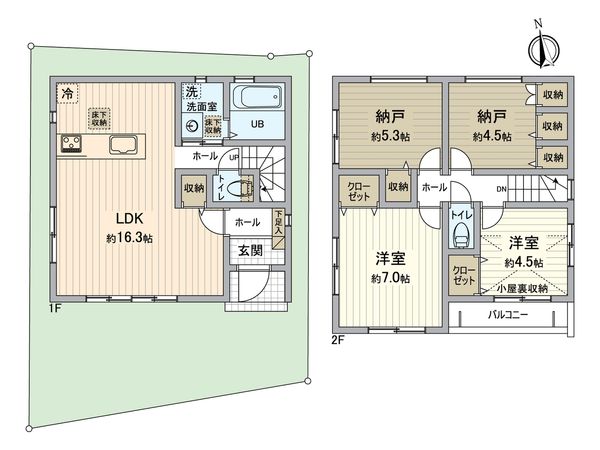 小中台町新築戸建 1号棟 間取図(平面図)