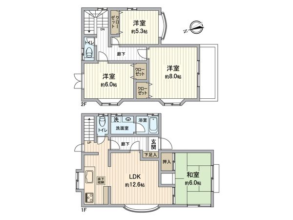 朝日ケ丘4丁目戸建 間取図(平面図) 朝日ケ丘4丁目戸建 間取図(平面図)