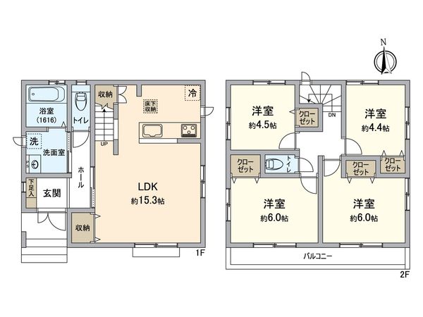 穴川3丁目新築戸建 1号棟 間取図(平面図) 穴川3丁目新築戸建 1号棟 間取図(平面図)