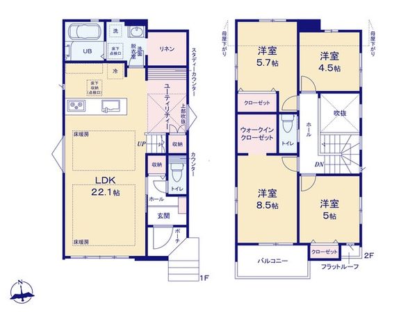 小中台町2期 新築戸建 間取図(平面図) 小中台町2期 新築戸建 間取図(平面図)