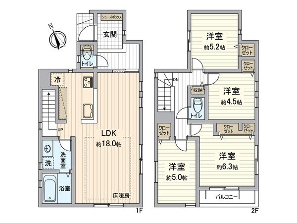 朝日ケ丘4丁目 新築戸建 間取図(平面図) 朝日ケ丘4丁目 新築戸建 間取図(平面図)