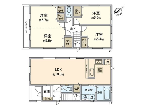 穴川4丁目新築戸建 間取図(平面図) 穴川4丁目新築戸建 間取図(平面図)