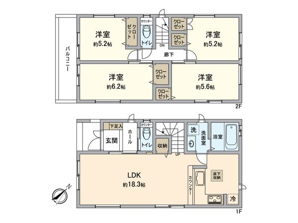 穴川4丁目新築戸建 間取図(平面図) 穴川4丁目新築戸建 間取図(平面図)