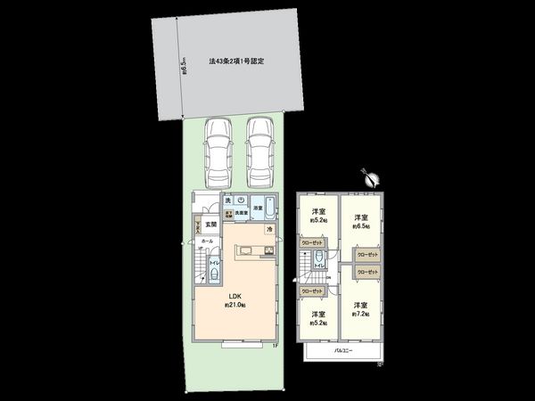 朝日ヶ丘3丁目新築戸建1号棟 間取図(平面図) 朝日ヶ丘3丁目新築戸建1号棟 間取図(平面図)