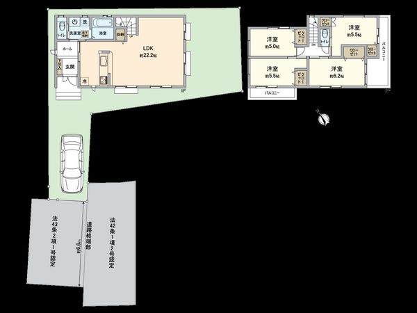 朝日ヶ丘4丁目新築戸建2号棟 間取図(平面図) 朝日ヶ丘4丁目新築戸建2号棟 間取図(平面図)