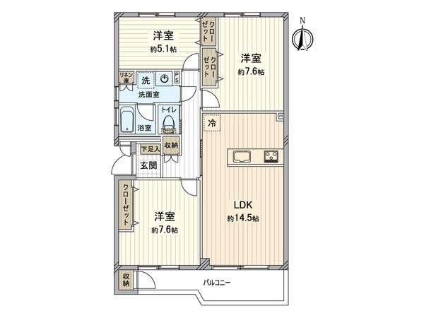 第3稲毛ハイツ 24号棟 間取図(平面図)