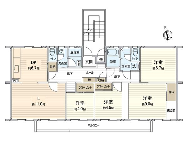 サニータウンにれの木台第二住宅 3-25号棟 間取図(平面図) 間取図(平面図)