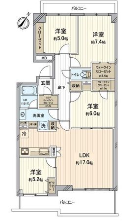 ヴィルフォーレ稲毛 4番館 間取図(平面図) ヴィルフォーレ稲毛 4番館 間取図(平面図)