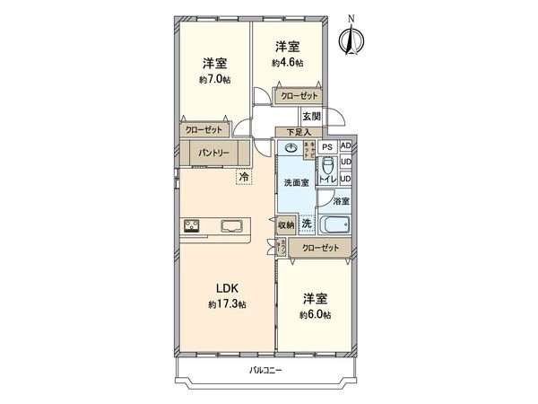 コープ園生 6号棟 間取図(平面図) コープ園生 6号棟 間取図(平面図)