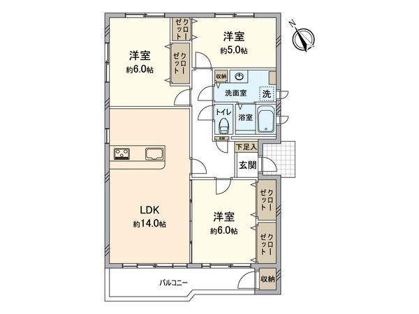 第3稲毛ハイツ 22号棟 間取図(平面図)