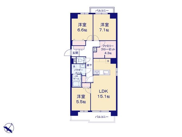 京成サンコーポ稲毛 2棟 間取図(平面図) 京成サンコーポ稲毛 2棟 間取図(平面図)