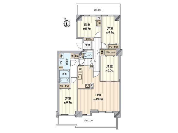 ヴィルフォーレ稲毛 6番館 間取図(平面図)