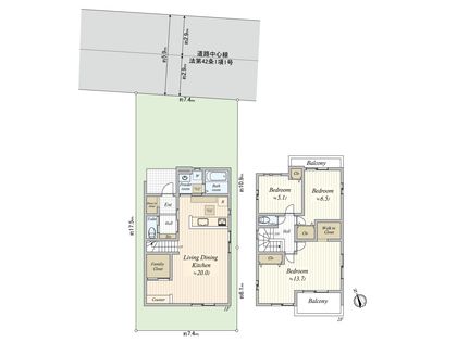 袖ケ浦4丁目 新築戸建2号棟 間取図(平面図)