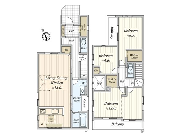 谷津3丁目 新築戸建1号棟 間取図(平面図) 谷津3丁目 新築戸建1号棟 間取図(平面図)