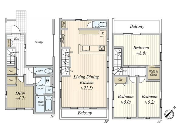前原西5丁目 新築戸建3号棟 間取図(平面図) 前原西5丁目 新築戸建3号棟 間取図(平面図)