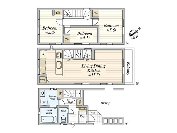 前原東4丁目 新築戸建2号棟 間取図(平面図)