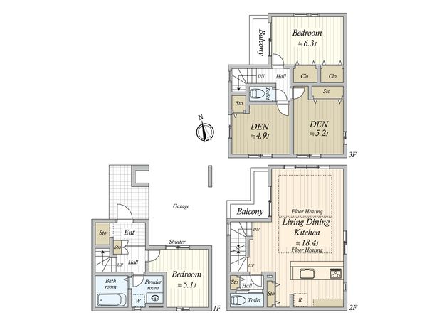 前原西1丁目 新築戸建1号棟 間取図(平面図) 前原西1丁目 新築戸建1号棟 間取図(平面図)