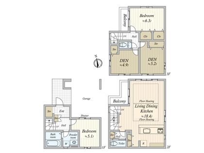 前原西1丁目 新築戸建1号棟 間取図(平面図)