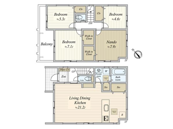 田喜野井4丁目 新築戸建1号棟 間取図(平面図) 田喜野井4丁目 新築戸建1号棟 間取図(平面図)