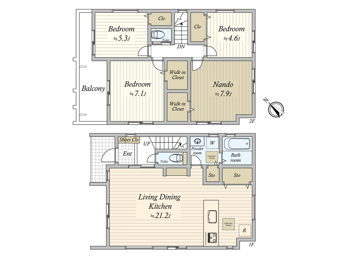 田喜野井4丁目 新築戸建1号棟 間取図(平面図) 間取図(平面図)