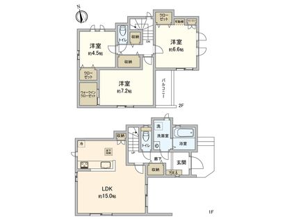 田喜野井6丁目 新築戸建A号棟 間取図(平面図)