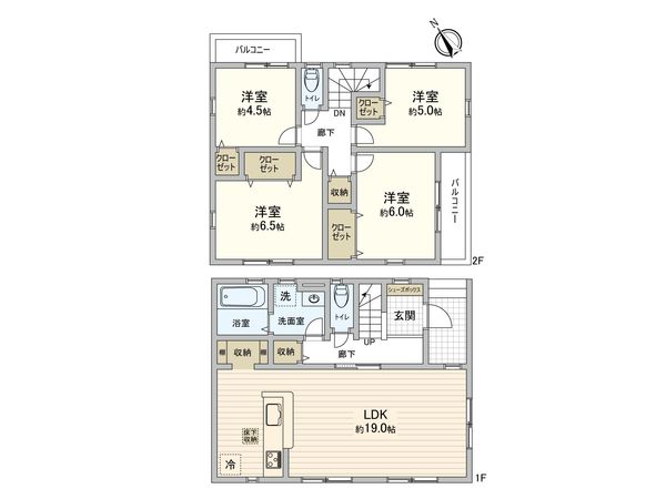 田喜野井5丁目 新築戸建1号棟 間取図(平面図) 間取図(平面図)