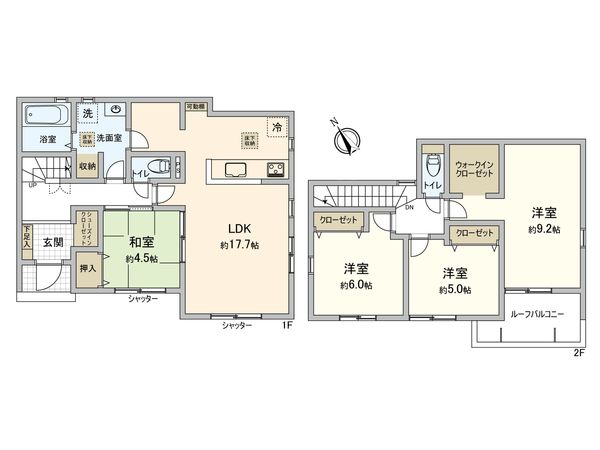 二宮1丁目 新築戸建1号棟 間取図(平面図) 二宮1丁目 新築戸建1号棟 間取図(平面図)