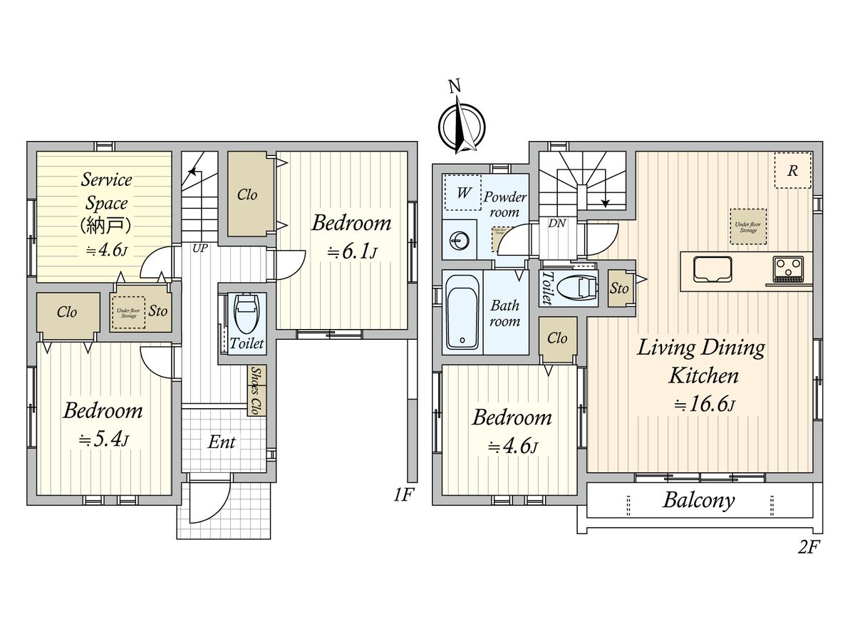 飯山満町2丁目 新築戸建1号棟 間取図(平面図) 間取図(平面図)