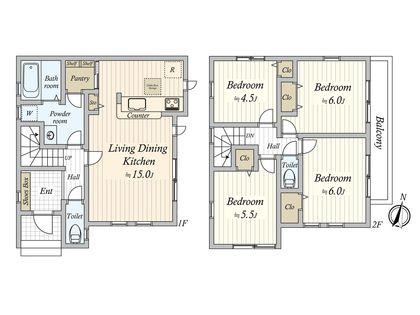 芝山4丁目 新築戸建1号棟 間取図(平面図)