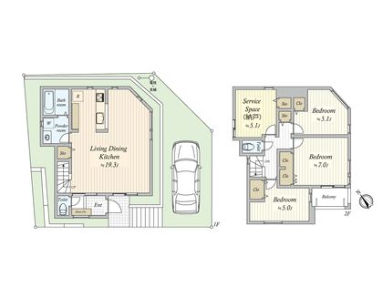 藤崎6丁目 新築戸建1号棟 間取図(平面図)