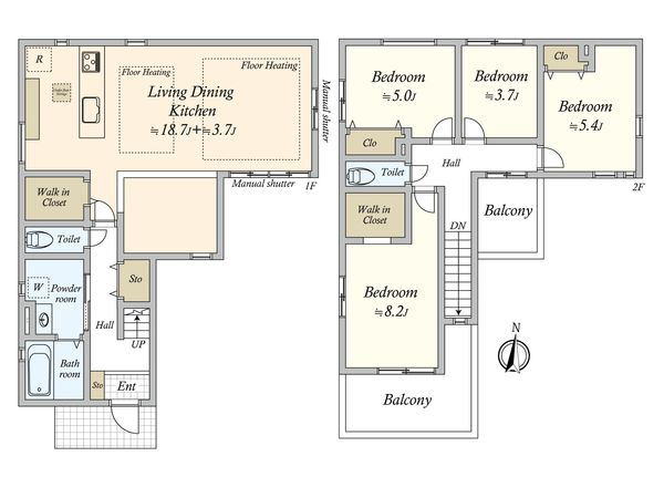 袖ヶ浦5丁目 新築戸建2号棟 間取図(平面図) 袖ヶ浦5丁目 新築戸建2号棟 間取図(平面図)