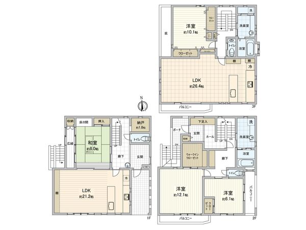 前原東1丁目 RC造 大型2世帯住宅 間取図