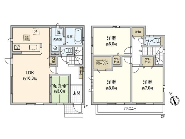 三山5丁目 新築戸建1号棟 間取図(平面図)