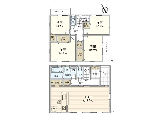 田喜野井5丁目 新築戸建1号棟 間取図(平面図) 田喜野井5丁目 新築戸建1号棟 間取図(平面図)