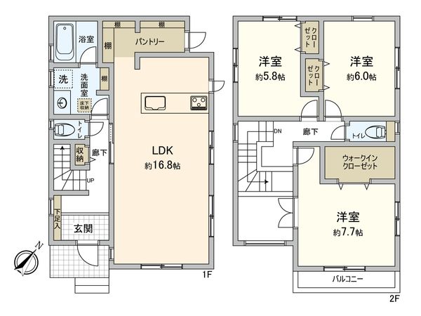 屋敷1丁目 戸建1号棟 間取図(平面図) 屋敷1丁目 戸建1号棟 間取図(平面図)