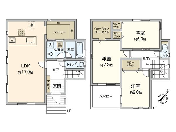 屋敷1丁目 戸建3号棟 間取図(平面図) 屋敷1丁目 戸建3号棟 間取図(平面図)