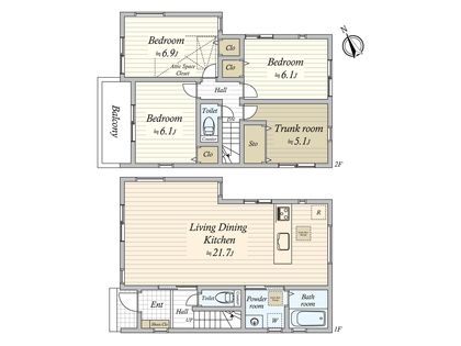 鷺沼3丁目 新築戸建1号棟 間取図(平面図)