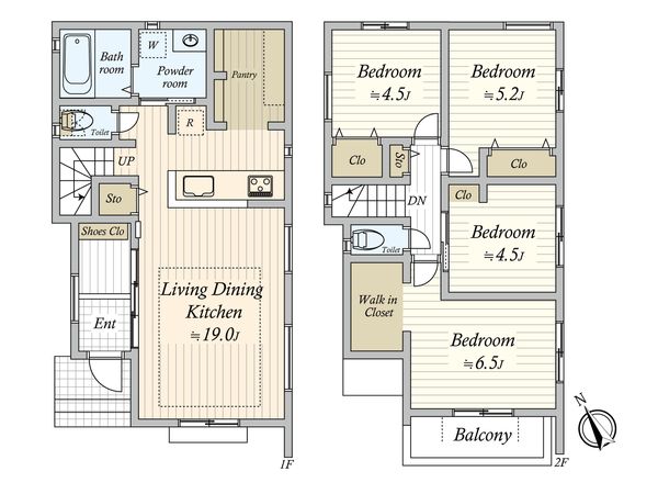谷津5丁目 新築戸建1号棟 間取図(平面図)