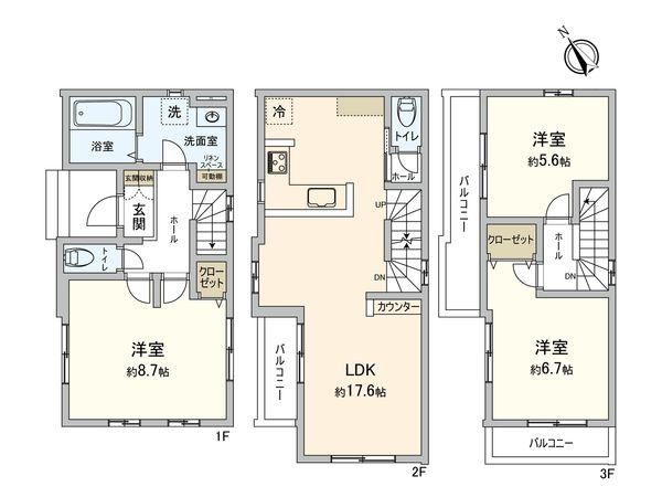 前原西6丁目 新築戸建1号棟 間取図(平面図) 前原西6丁目 新築戸建1号棟 間取図(平面図)