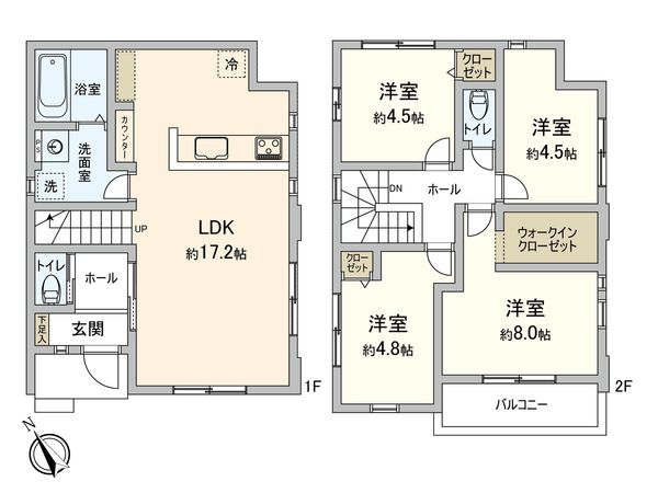前原西6丁目 新築戸建4号棟 間取図(平面図) 前原西6丁目 新築戸建4号棟 間取図(平面図)