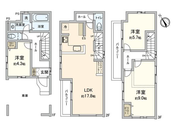 前原西6丁目 新築戸建5号棟 間取図(平面図) 前原西6丁目 新築戸建5号棟 間取図(平面図)