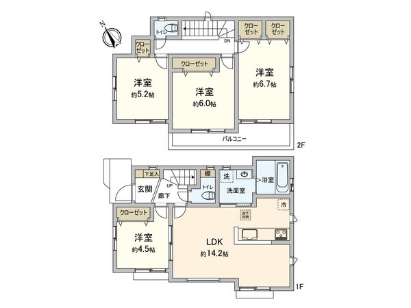 袖ケ浦1丁目 新築戸建1号棟 間取図(平面図)