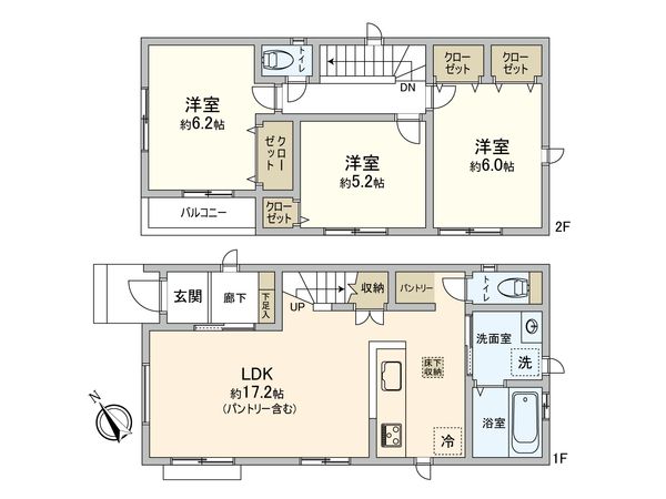 袖ケ浦1丁目 新築戸建2号棟 間取図(平面図) 袖ケ浦1丁目 新築戸建2号棟 間取図(平面図)