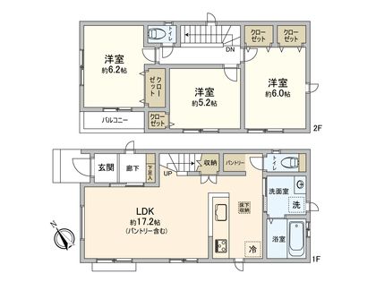 袖ケ浦1丁目 新築戸建2号棟 間取図(平面図)