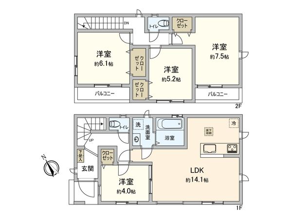 袖ケ浦1丁目 新築戸建3号棟 間取図(平面図) 袖ケ浦1丁目 新築戸建3号棟 間取図(平面図)
